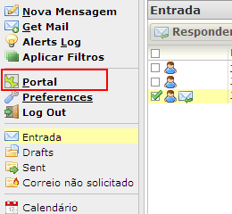 Caso o sistema tenha sido definido para mostrar directamente a caixa de correio, deverá &quot;retornar&quot; um nível, voltando ao painel geral de preferências, conforme se ilustra.